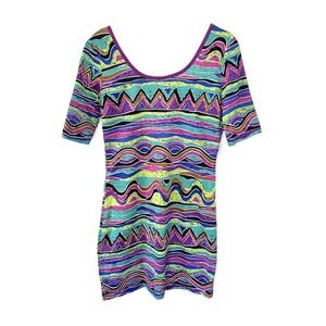 Missoni Mare Mini Dress Multicolor Abstract Wave Zigzag Size IT 44 US 8 Beach